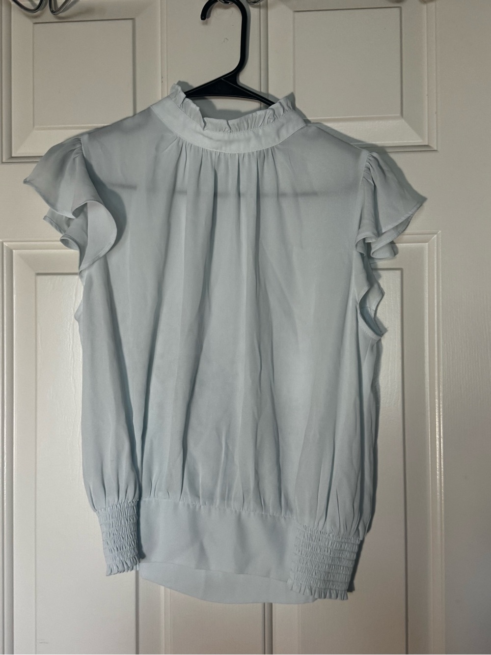 Ann Taylor Pale Blue Ruffle Sleeve Blouse